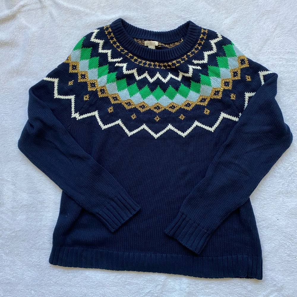 J. Crew Metallic Fair Isle Sweater